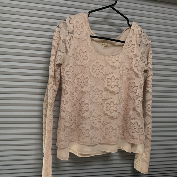 Hollister Lace Long sleeve tops - Cream and Pink - Picture 2 of 5